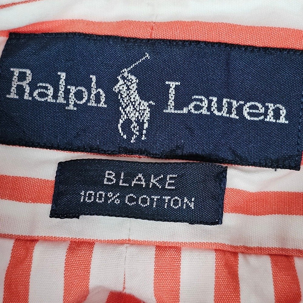Polo Ralph Lauren Blake Mens XXL Coral White Striped Cotton Button Down Shirt - Picture 3 of 12